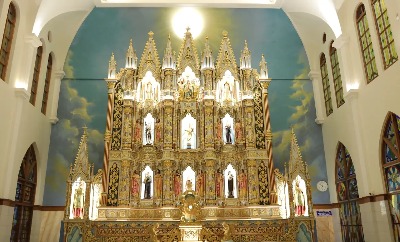 The Swayamvara Altar, the carved wooden altar of St. Mary's Forane Church, Chalakudy